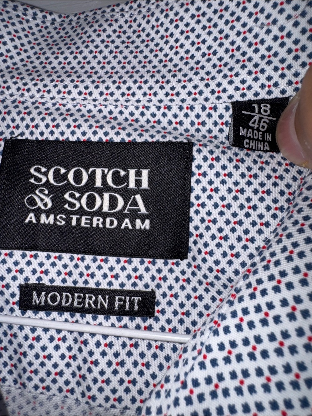 Scotch & Soda button down with Tiny Navy and Red Dots